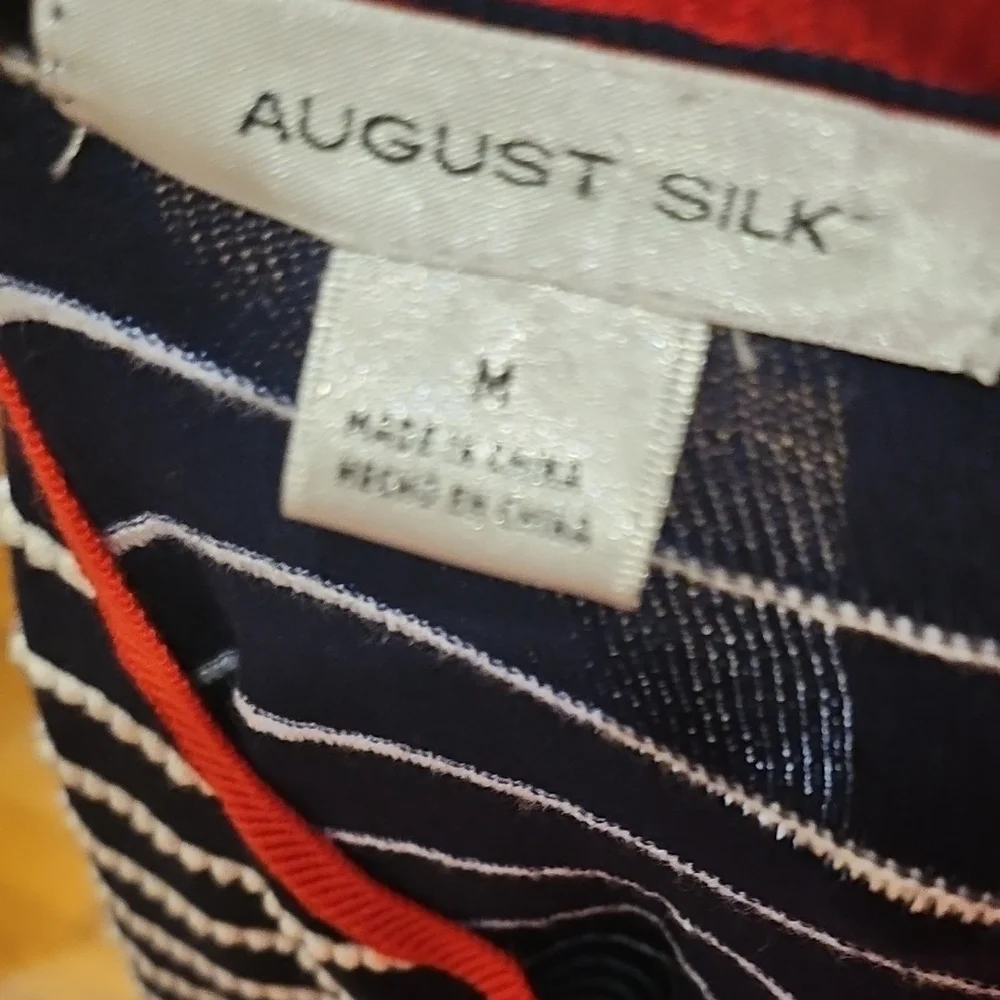 August Silk Navy and Red Striped Cardigan - Picture 3 of 3